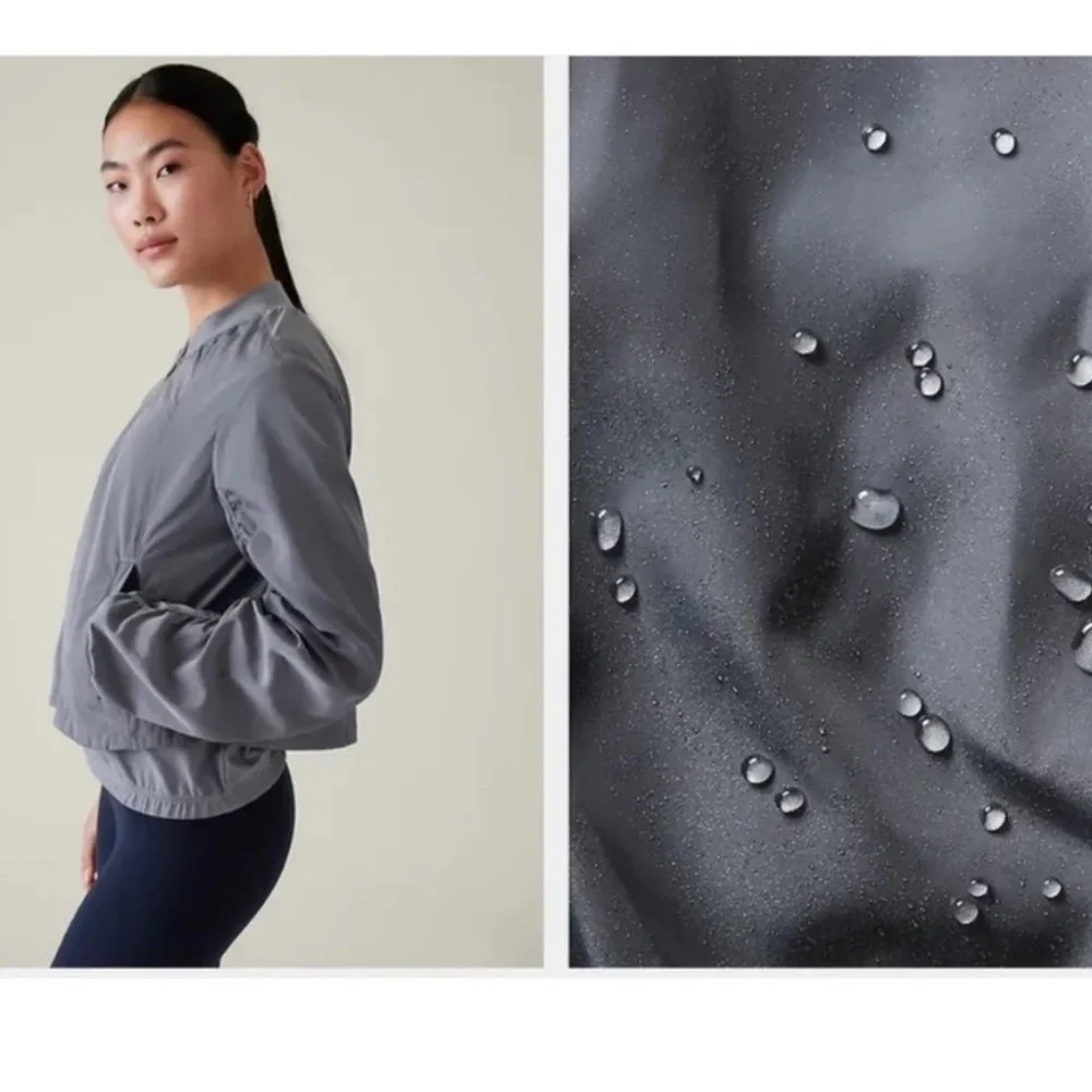 ATHLETA Wayfarer Bomber Jacket Performance Workout Gym Sporty Gray Blue … - Picture 4 of 16